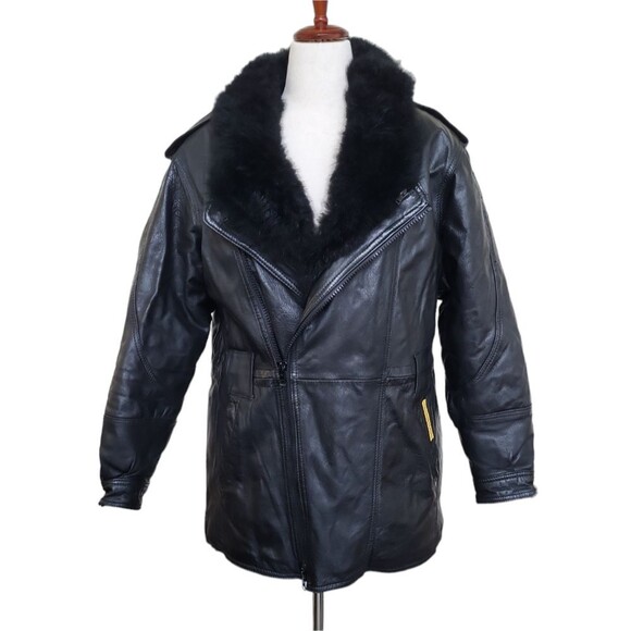 EUC Vintage Double Goose Country women's Genuine leather 80% down faux fur coat